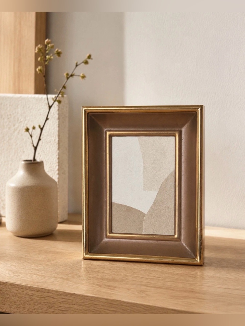 Vintage Brass Copper Tone Shadow Box Picture Frame 3.5 x 4.5 No Glass